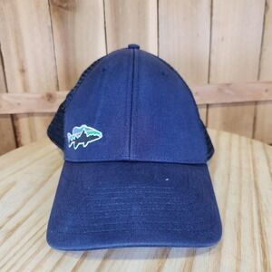 Patagonia Hat Cap Snap Back Trucker Blue Mesh Fish Logo Mens One‎ Size Outdoor
